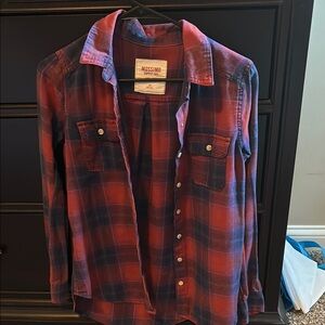 Mossimo Supply Co. Women's Red and Blue Plaid Shirt